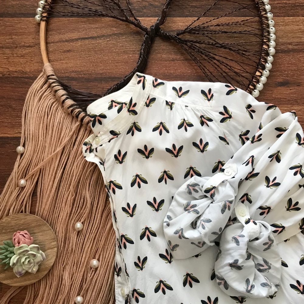 LOFT Button Up Collarless Tunic
